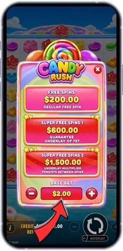 Candy Rush free spins bonus options